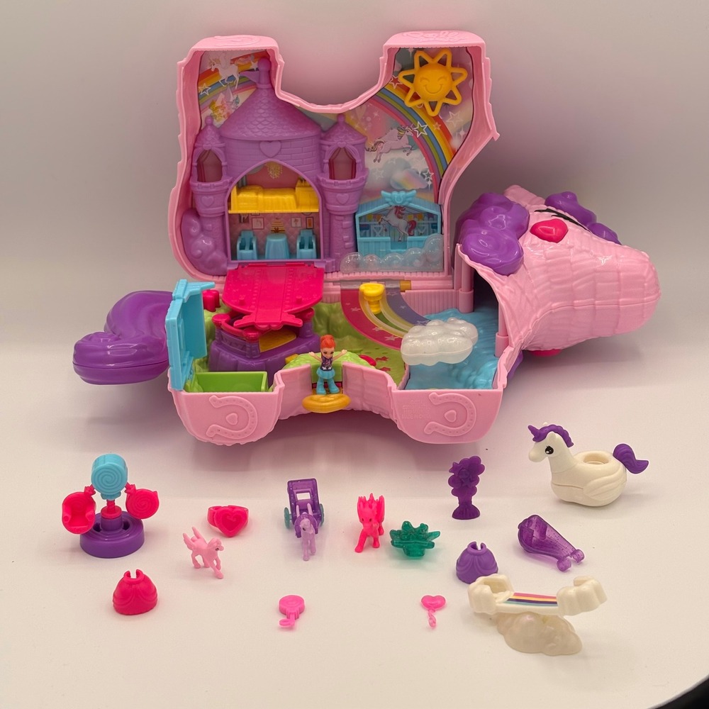 Polly Pocket Unicorn Party Playset Kids OS Pink Excellent Pinata GKL24 Toy Set